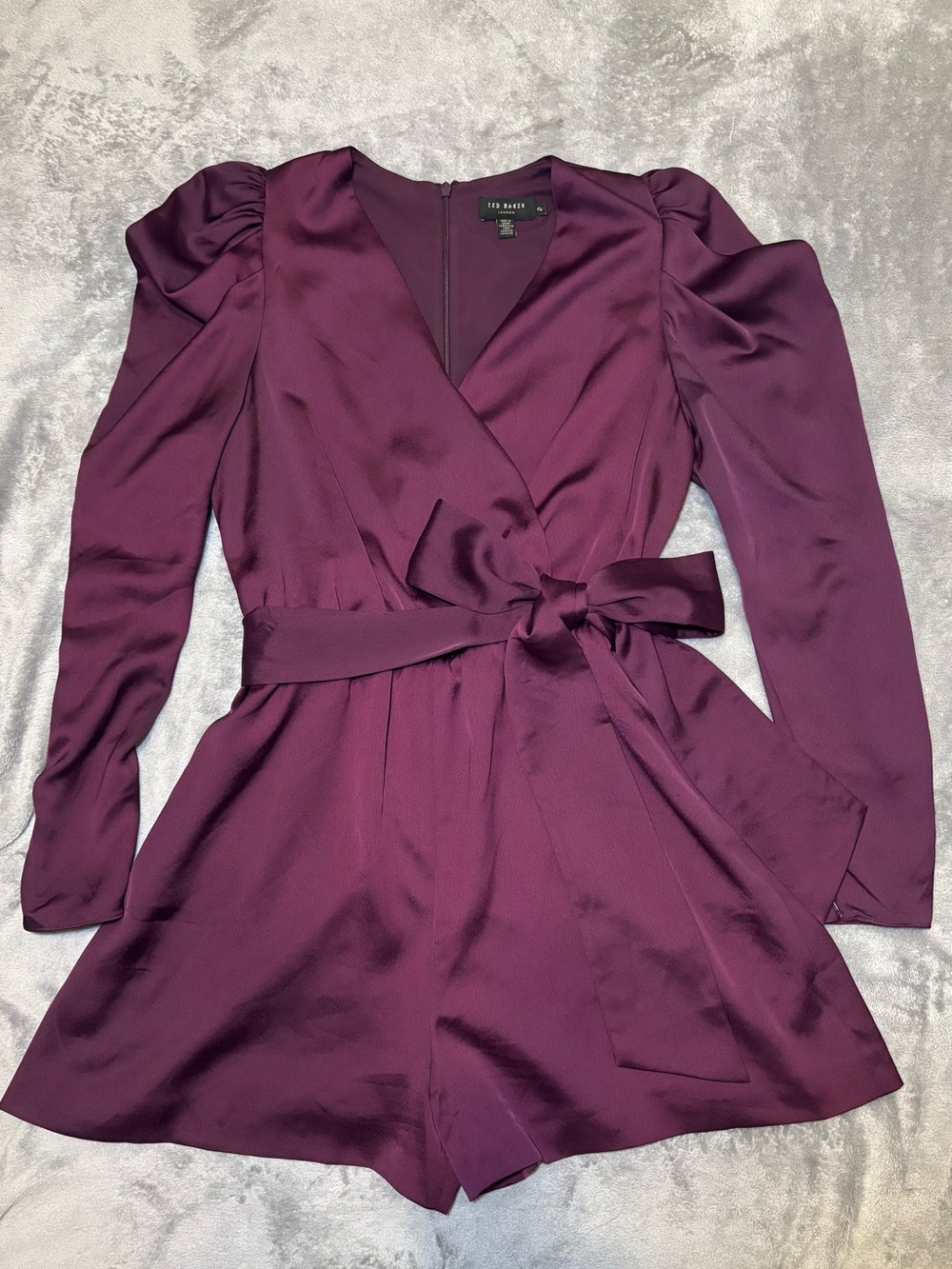 Ted Baker Wrap Front Playsuit with Exaggerated Sleeve Size 2(US 6)